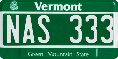 VT license plate NAS333