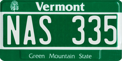 VT license plate NAS335