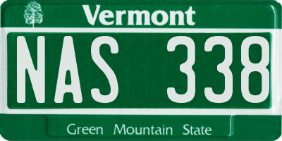 VT license plate NAS338