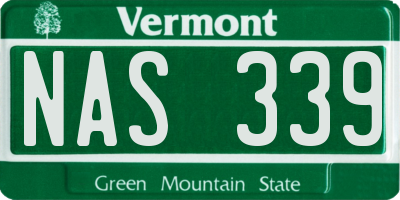 VT license plate NAS339