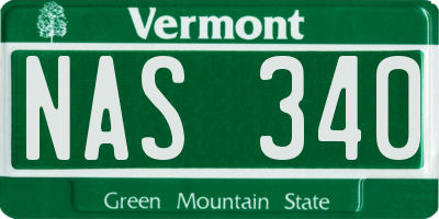 VT license plate NAS340