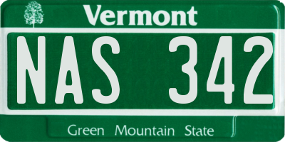 VT license plate NAS342