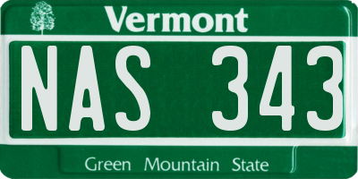 VT license plate NAS343