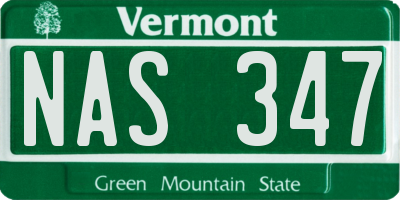 VT license plate NAS347