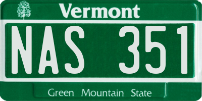 VT license plate NAS351