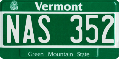 VT license plate NAS352