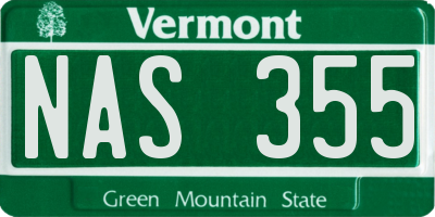 VT license plate NAS355
