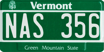 VT license plate NAS356