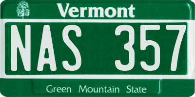 VT license plate NAS357