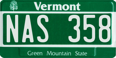VT license plate NAS358
