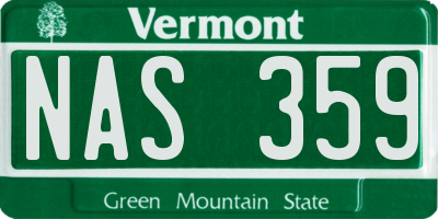 VT license plate NAS359