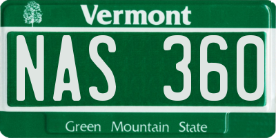 VT license plate NAS360