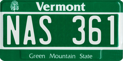 VT license plate NAS361