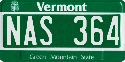 VT license plate NAS364