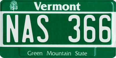 VT license plate NAS366