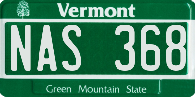 VT license plate NAS368