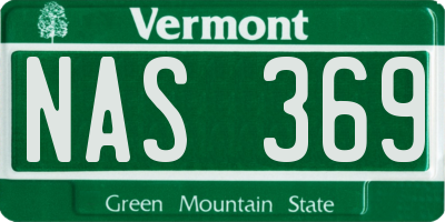 VT license plate NAS369