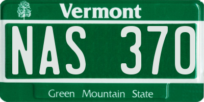 VT license plate NAS370