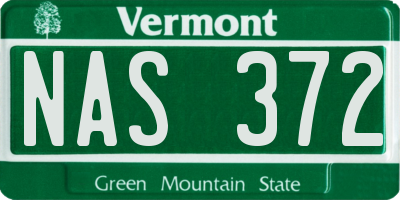 VT license plate NAS372