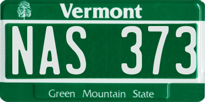 VT license plate NAS373