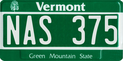 VT license plate NAS375