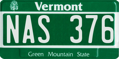 VT license plate NAS376