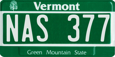 VT license plate NAS377