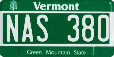VT license plate NAS380