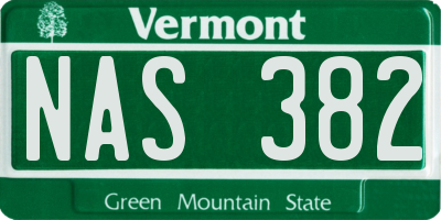 VT license plate NAS382