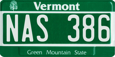 VT license plate NAS386