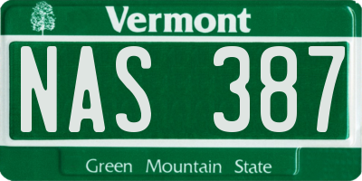 VT license plate NAS387