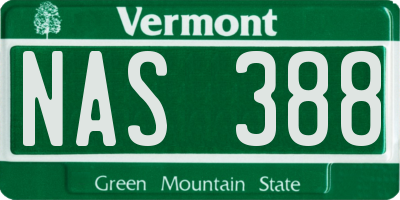 VT license plate NAS388