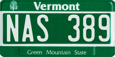 VT license plate NAS389