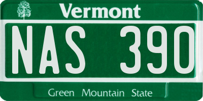 VT license plate NAS390