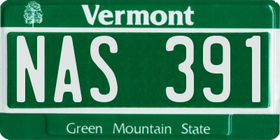 VT license plate NAS391