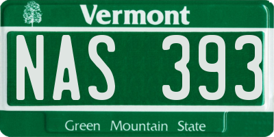 VT license plate NAS393