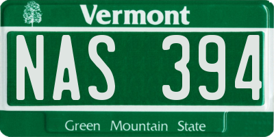 VT license plate NAS394