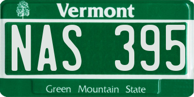 VT license plate NAS395