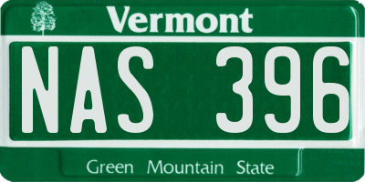 VT license plate NAS396