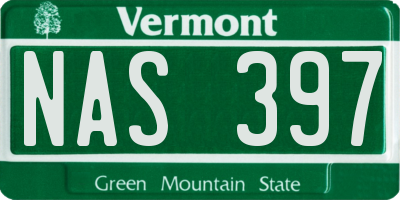 VT license plate NAS397