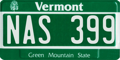 VT license plate NAS399