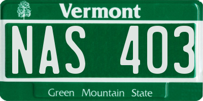 VT license plate NAS403