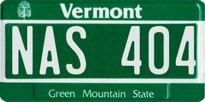 VT license plate NAS404