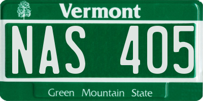VT license plate NAS405