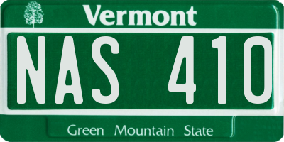 VT license plate NAS410