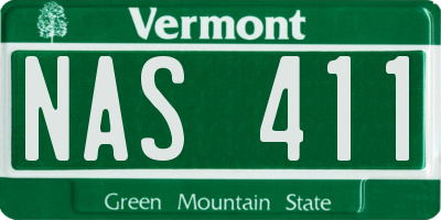 VT license plate NAS411