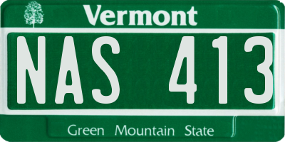 VT license plate NAS413
