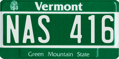 VT license plate NAS416