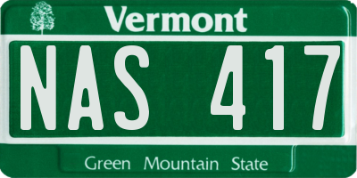 VT license plate NAS417