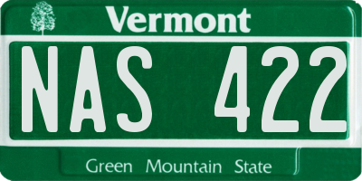 VT license plate NAS422